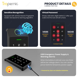 Câu lạc bộ thể dục Locker khóa kỹ thuật số Keyless điện tử Locker khóa mật khẩu bàn phím an Ninh Vân tay an toàn Locker ổ khóa - Product Image 3