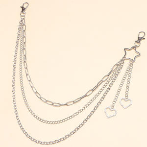 Cadena de cintura con colgante de corazón de aleación de zinc y patrón de estrellas, estilo casual hip hop para pantalones vaqueros. - Product Image 4