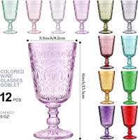 Vente en gros gobelet en verre coloré gaufré vin rouge coupe à champagne pour mariages jus eau décorations de mariage