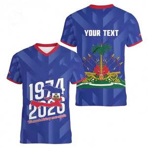 Maillot de football rétro personnalisé Haïti Coupe du Monde Sport 2026, impression par sublimation, respirant, écologique, à manches courtes - Product Image 2
