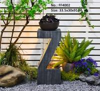 Fuente de Agua Interior Geométrica con Luz LED, Efecto Cascada, Fácil Montaje, Impermeable IP44, Decoración para Jardín y Patio