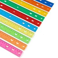 Règle à six trous de 30cm prête à être expédiée Outil de mesure en plastique transparent pour étudiants Vente en gros avec livraison rapide