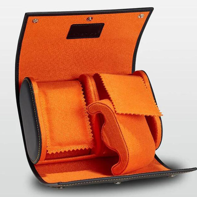 Luxury Unisex 2 Slots Watches Storage case Travel Vegan Leather Custom Watch Roll for Gift