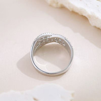 Bague de fiançailles demi-éternité croisée haut de gamme en or blanc 18 carats avec diamants de laboratoire pour femme, bijoux fins, bague en diamant de laboratoire