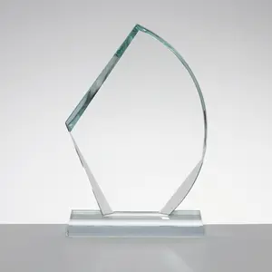 Troféu de vidro gravado transparente para gravação a laser, prêmio de cristal em forma personalizada, prêmio em branco transparente