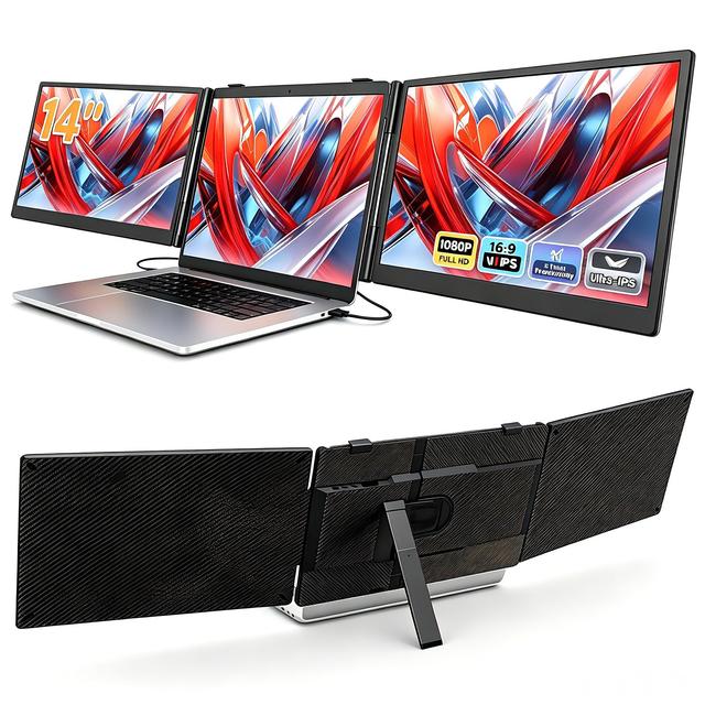 S8 PRO Triple Laptop Monitor Extender 1080P FHD Portable IPS Screen for Macbook Windows Productivity