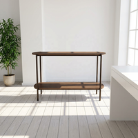 Table basse console ovale en bois robuste à deux étagères pour salon - Prix de gros