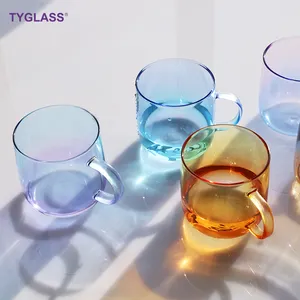 TY GLASS Wholesale Cool Color Borosilicate Glass Drinking Mugs Color Glasses Coffee Tea Water Cup Customizable Drinkware Mug