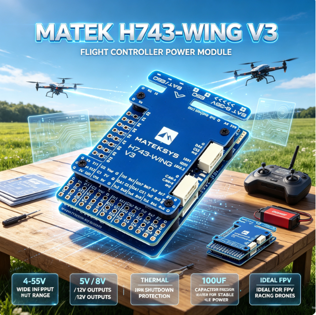 MATEK H743-WING V3 Flight Control Dual Camera Fixed Wing Plastic Built OSD BEC Current Sensor Betaflight FPV RC Racing Drone