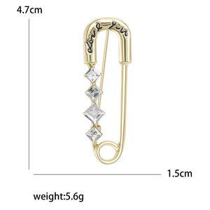Broches de mode pour femmes en forme d'épingle de sûreté, avec pierre en zircon, en alliage de zinc, bijoux de fête - Product Image 5