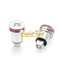 Adaptateur de montage en panneau traversant avec prise femelle USB 2.0 B à bride circulaire, coupleur traversant USB Type-B à montage encastré
