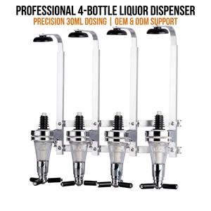 <strong>Wall</strong> <strong>Mounted</strong> Liquor Dispenser 4 Bottle Alcohol Spirits <strong>Rack</strong> <strong>Wine</strong> Pourer Beverage Station Bar Butler Measuring Shot Tool Stand - Product Image 5