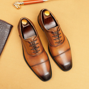 Chaussures Oxford en cuir véritable faites à la main pour hommes de haute qualité Imperméables Evergreen Mode Affaires Mariage Lacets - Product Image 3