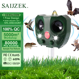 Thiết bị đuổi động vật bằng sóng siêu âm năng lượng mặt trời, chống nước, mạnh mẽ, sử dụng ngoài trời, đuổi khỉ, chó, mèo, hươu, chim và các loài động vật hoang dã khác, có đèn ban đêm - Product Image 1