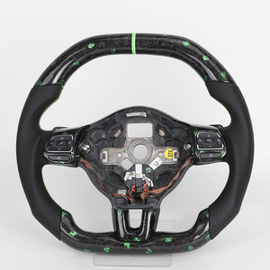 Volante Deportivo Personalizado de Cuero y Fibra de Carbono Forjada para Volkswagen VW <span class=keywords><strong>R</strong></span> <span class=keywords><strong>Golf</strong></span> 6 MK6 GTI Polo 6R Scirocco Passat B7 CC <span class=keywords><strong>R</strong></span>-<span class=keywords><strong>Line</strong></span> - Product Image 1