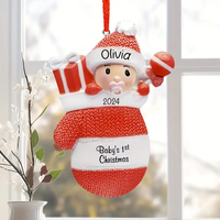 Ornement de Noël suspendu en résine de haute qualité, mini sapin de Noël, design sucette et gant de bébé, 4 couleurs