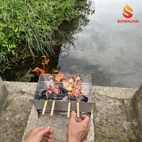 Barbecue pliable portable en acier inoxydable, résistant à la rouille, facile à nettoyer, sans outil, minimaliste, pour pique-nique en plein air, camping