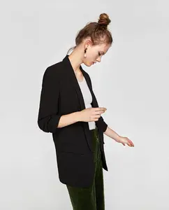 गर्मियों में शरद ऋतु सुरुचिपूर्ण महिलाओं Workwear गुलाबी रंगीन जाकेट तीन चौथाई आस्तीन नियमित रूप से फिट Minimalist कार्यालय महिलाओं रंगीन जाकेट - Product Image 6