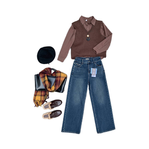 大码女式高腰阔腿牛仔裤常规版型四季弹力透气环保牛仔裤涤纶 - Product Image 2