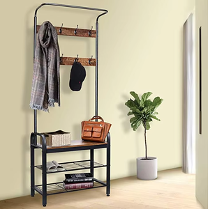 <span class=keywords><strong>Porte</strong></span>-<span class=keywords><strong>manteau</strong></span> sur pied <span class=keywords><strong>avec</strong></span> étagères à 2 niveaux, <span class=keywords><strong>banc</strong></span> à chaussures <span class=keywords><strong>et</strong></span> rangement métallique pour <span class=keywords><strong>entrée</strong></span> <span class=keywords><strong>et</strong></span> couloir - Product Image 4