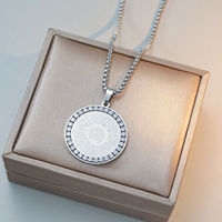 Collar Islámico de Acero Inoxidable 316L Resistente al Agua con Circonita, Colgante Árabe Chapado en Oro de 18K, Antideslustre, para Mujer