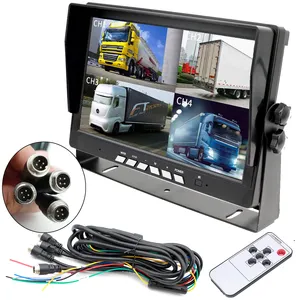 7inch TFT LCD 4CH Split Quad Monitor 4Pin Aviation/AV Video Input For Truck Bus Car RV Vehicle Backup Rear View Reverse Camera