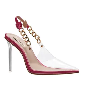 WETKISS OEM-zapatos de tacón transparente para mujer, calzado de PVC, con cadena, color rosa, para verano