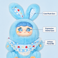 Nouveau design, adorable sac à dos léger pour filles, motif lapin en peluche bleu floral, style Kawaii, pour la maternelle et la petite enfance