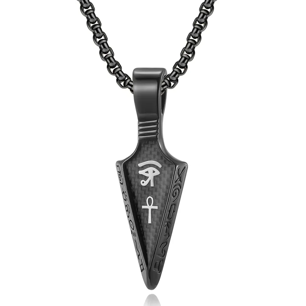 Horus eye Anka-collar de punta de lanza de acero inoxidable, colgante de acero de titanio de fibra de carbono, joyería