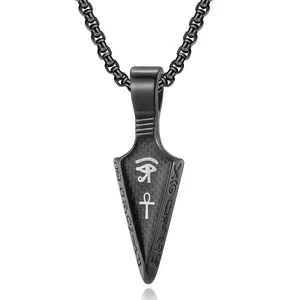 Gioielli Horus eye Anka spearhead collana in acciaio inossidabile pendente in acciaio al titanio in fibra di carbonio
