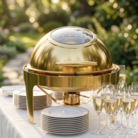 Ensemble de réchauds de luxe à couvercle roulant, chauffe-plats commerciaux en acier inoxydable pour buffet avec supports à combustible, équipement de restauration