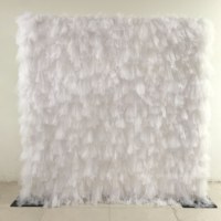 Roll up kain dasar bunga sutra putih grosir, bunga buatan, dinding bunga elegan 8*8ft, panel bunga untuk dekorasi pernikahan