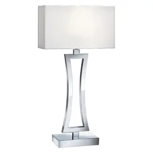 New design home decor night stand lamp modern simple mirror table lamp with white lampshade for bedroom