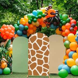 Lot de 3 toiles de fond arquées à motifs d'animaux girafes, <span class=keywords><strong>jungle</strong></span> sauvage, forêt, extensibles, pour photographie, fond mural pour arche de mariage - Product Image 5
