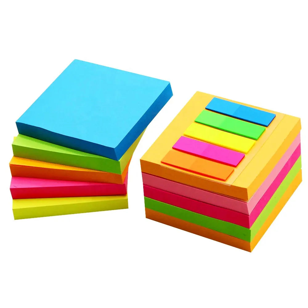 Amazon hot seller Custom Sticky Notes 3x3 inches 100 Sheets Multicolor with PET bookmark