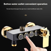 Robinet de Douche Mural Noir et Or à 4 Fonctions, Cascade, Monocommande en Acier Inoxydable, Ensemble Complet de Robinetterie de Bain et Douche