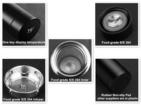 Termo Inteligente de Acero Inoxidable Aislado con Sensor de Vacío y Temperatura, Botella de Agua Inteligente con LED y Temperatura
