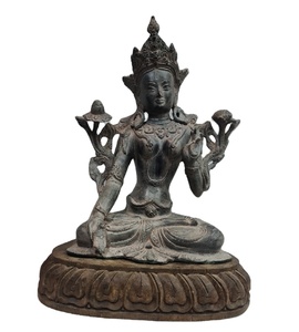 Statue en laiton blanc vieilli artisanale de Tara Home Decor Figurine de bouddhisme de haute qualité Sculpture religieuse Népal Inde Artisanat - Product Image 5