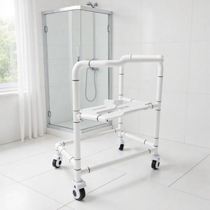 Tabouret de douche avec roulettes, siège de toilette mobile, barre d'appui pour salle de bain, taille standard - Product Image 1