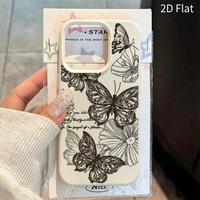 Coque arrière papillon Fashion Line pour iPhone 18 13 11 XR 17 13 Pro Max, motif imitation cuir, étui de protection pour téléphone