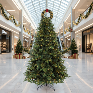Arbres de Noël artificiels pliables avec support, en PE/PVC mélangé, lumières LED chaudes, vente en gros d'usine, arbres décoratifs - Product Image 1