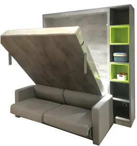 Foshan murphy sofá cama de pared ahorro de espacio muebles de Casa invisible de la pared plegable con sofá cama de matrimonio