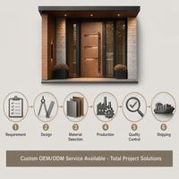 Porte d'entrée de luxe à texture martelée avec panneaux latéraux en verre, étanche, insonorisée, en aluminium, sur mesure pour maison de luxe