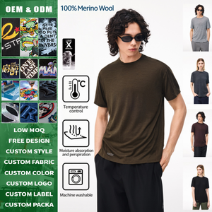 Camiseta de Manga Corta Transpirable de Lana Merino 100% con Logotipo Personalizado de Alta Calidad, Lavable a Máquina, para Deportes al Aire Libre, para Hombre y Mujer - Product Image 1