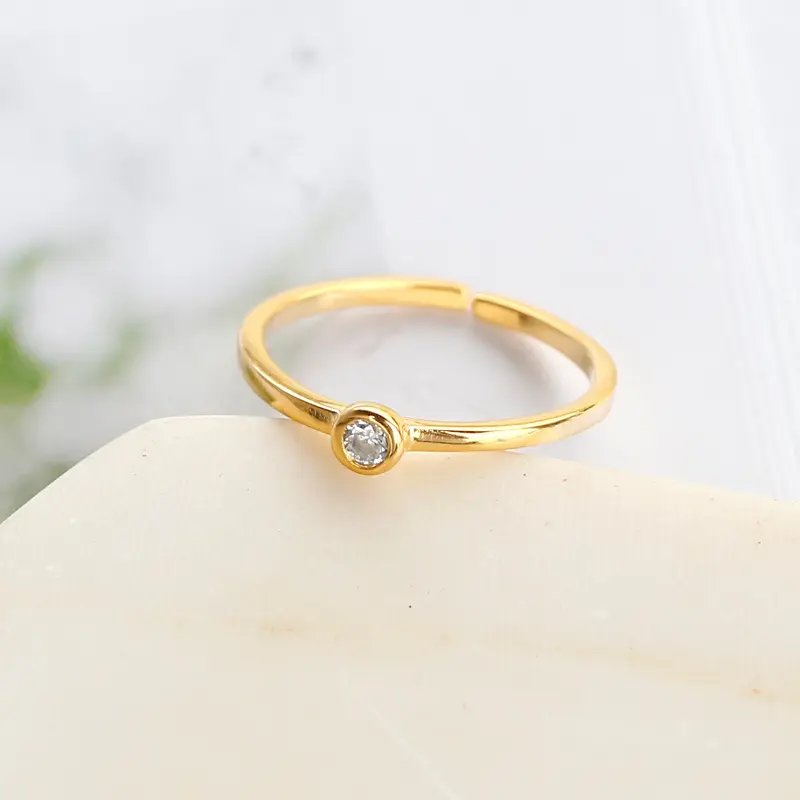 Fashion Gold Plated White Diamond Engagement Ring Adjustable 925 Sterling Silver Diamond Ring For Women