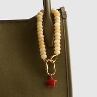 Breloque de sac tissée à la main avec pompon, pendentif vintage en perles étoile et cœur, accessoires de mode quotidiens pour sac à main et porte-clés pour femme