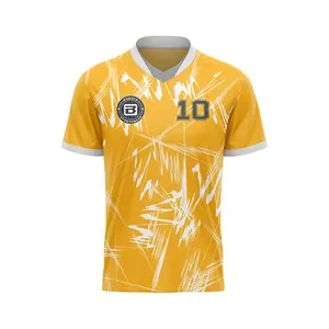 Soccer Wear Running T-Shirt Top Yellow Soccer Shirt Sportswear Collar T-Shirt With Logo For Soccer