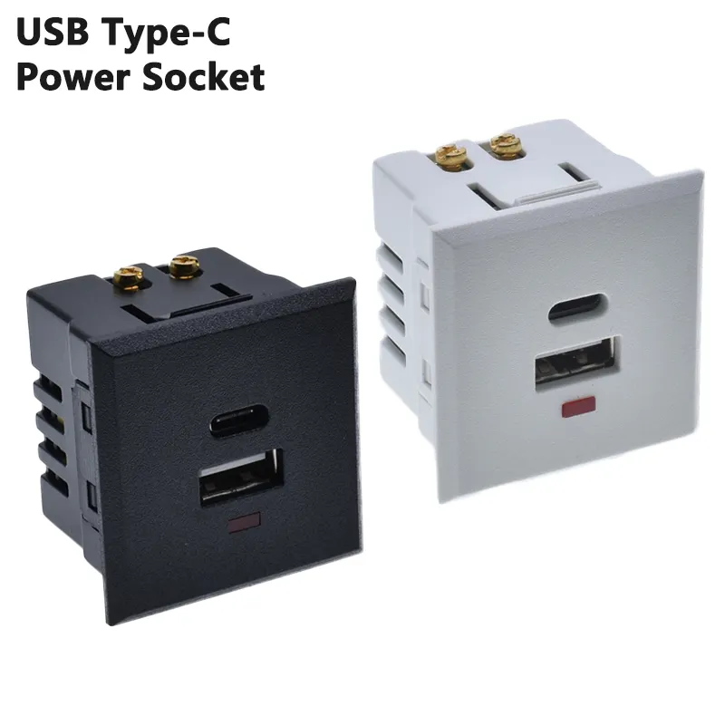 USB Type-C power socket 5V 2.1A 3.5A snap in wall socket desktop power outlet QC Charge For mobile phone laptop computer