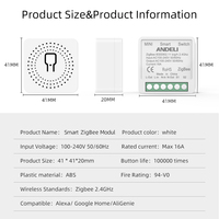Tuya ZigBee 3.0 Module d'interrupteur de lumière intelligent interrupteur mural bricolage domotique intelligente 16A Max. Courant 240V ABS Compatible Smart Life