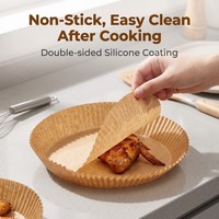 Papiers sulfurés ronds de qualité alimentaire, résistants aux taches et imperméables, pour friteuse à air, 16 cm, 50 pièces, pour micro-ondes et préparation culinaire domestique